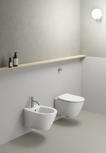 Picture of Wall-hung bidet 9864111 modo new, gsi, 1 tap hole, 52x37, with concealed rapid-fixture system fisr2 for wc and bidet, blanco lucido