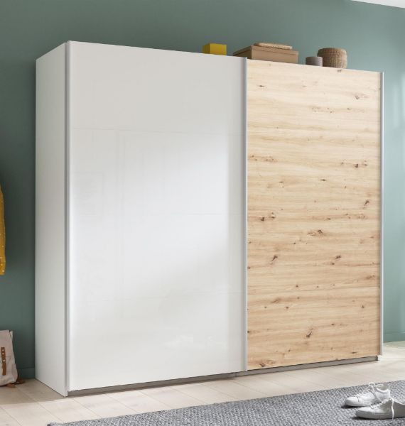 Picture of Wardrobe mundi, with two sliding doors, 250x223x67, artisan oak - hg white 