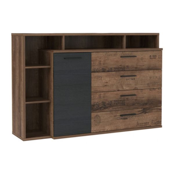 Picture of Chest drawer jckk351l-n09t jacky, forte, dimensions 153x98x41cm, brown/black