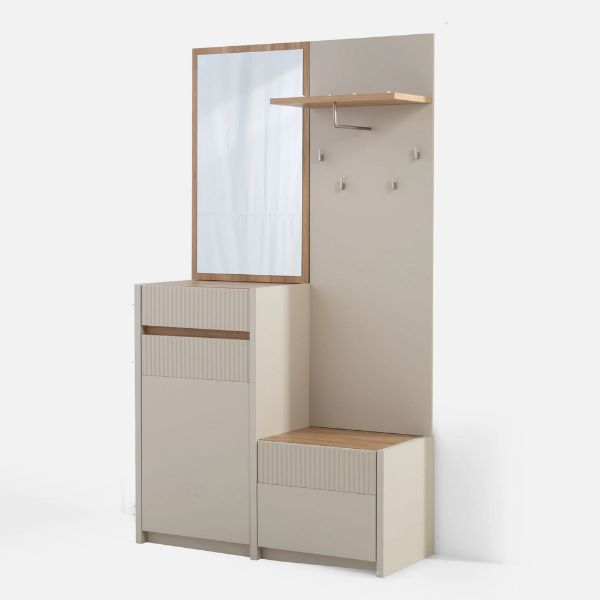 Picture of Shoe cabinet osqd01b-m839 oak squere, forte, dimensions 195.9x108.4x41.7cm, mauvella oak/sand