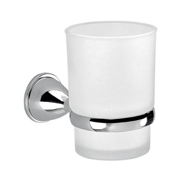 Picture of Glass toothbrush holder ge101300100 genziana, gedy, wall mounted, cromato