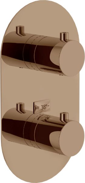 Picture of Flush fit thermostatic mixer we00102/trcp, nobili, oval, wall mounted, vertical and horizontal assembly, red canyon pvd