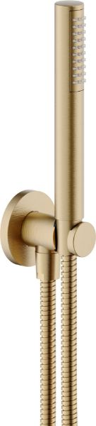 Picture of Shower set ad146/32cgp, nobili, hand shower, round escutcheon, fixed hand shower support, 150cm hose, miele spazzolato pvd