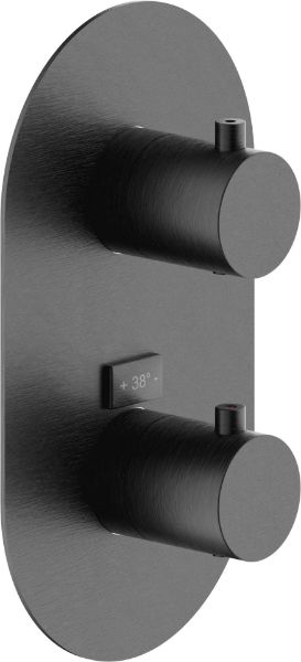 Picture of Flush fit thermostatic mixer we00102/tgup, nobili, oval, wall mounted, vertical and horizontal assembly, grafite spazzolato pvd