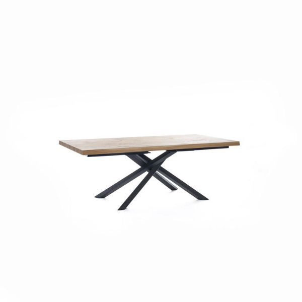 Picture of Dining table om/381/ro spike, stones, dimensions 200x100cm, metalic black base, top natural oak