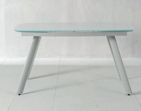 Picture of Table om/353/bi phil, stones, oval, dimensions 140x90cm, white metal structure, tempered glass top, extendable