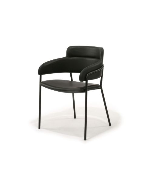 Picture of Chair pu605 a-8109 sophia, with arms, metalic structure, synthetic leather upholstery, black