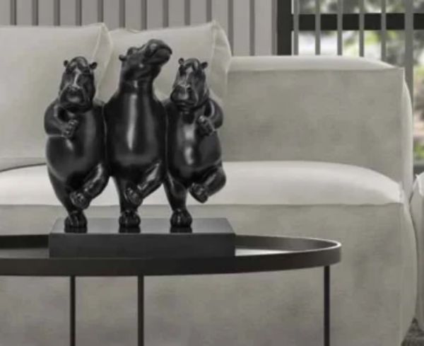 Picture of Sculpture 99c056 singing hippopotamus, polyresin, black