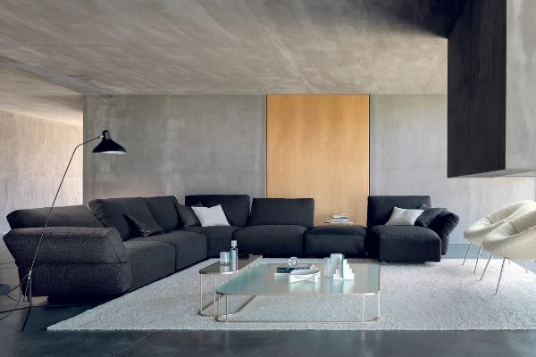 Picture of Corner sofa des00012 hab, desiree, dimensions 335x275cm, black stained ash base, upholstered titan 01 sabbia cat.g, 