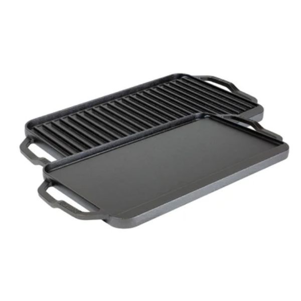 Picture of Lodge pan cast reversible grill/griddle, iron, black, 19.5″×10″×0.75″