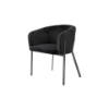 Picture of Chair with armrest, selva, back and seat black, with legs in stainless steel brushed nickel, 66x58x77cm