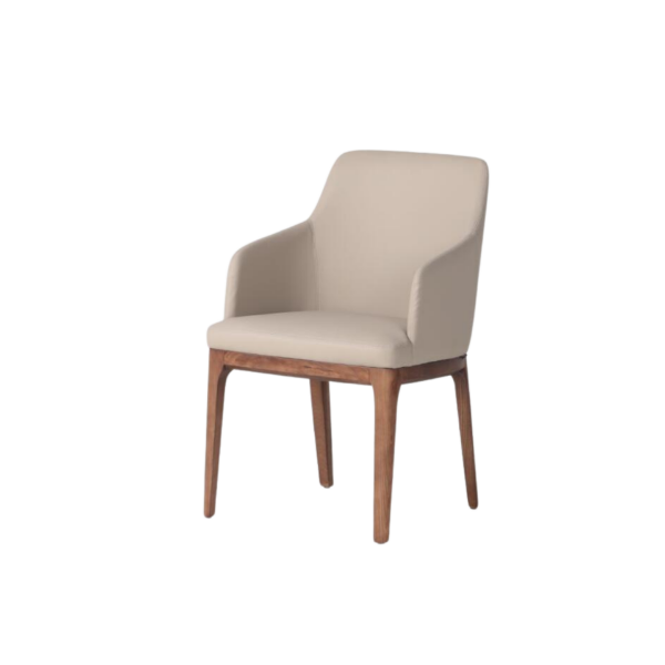 Picture of Chair with armrest, bloom, wood walnut, light grey, 53x60x84cm