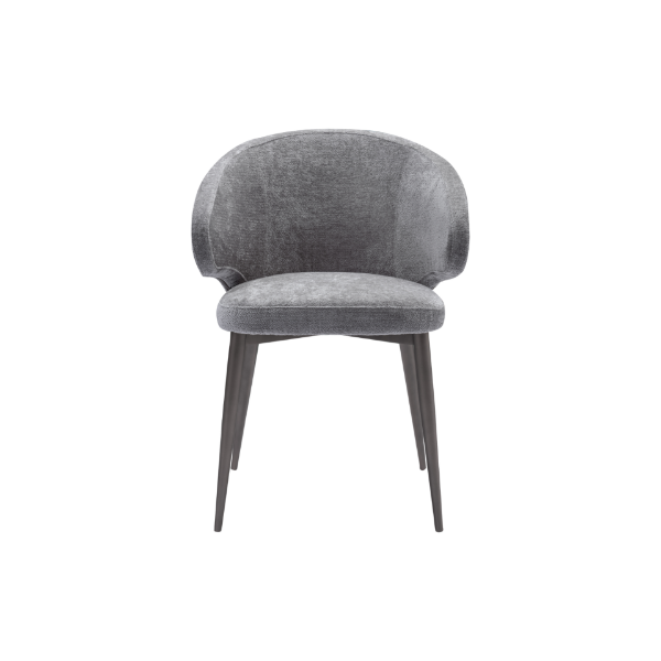 Picture of Chair with armrest, warren, grey fabric, metal two tone grey legs, 61x57x81cm