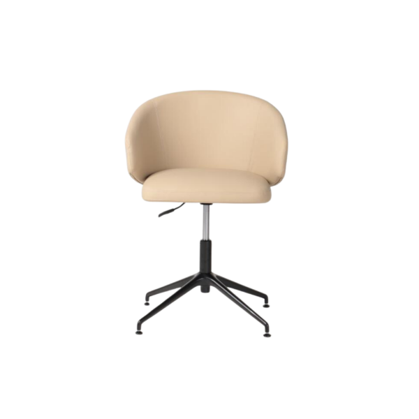Picture of Office chair, adria, black metal, leather beige, 62x55x74cm