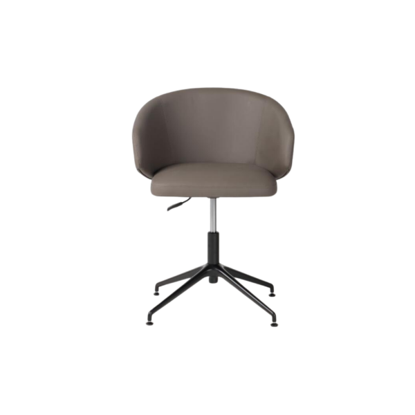 Picture of Office chair, adria, black metal, leather medium grey, 62x55x74cm