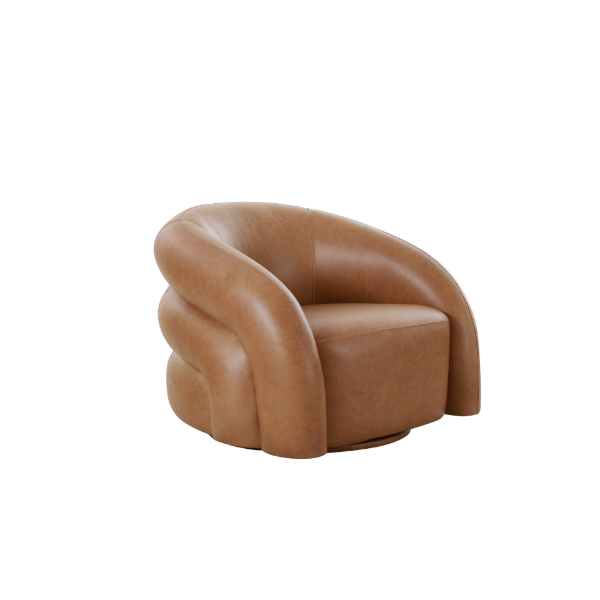 Picture of Swivel chair, cosmopolitan, leather, marron, 94x83x70cm