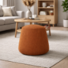 Picture of Pouf, dot, in natural leather orange, with handle, 50x50x42cm