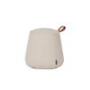 Picture of Pouf, dot, in natural leather white, with handle, 50x50x42cm