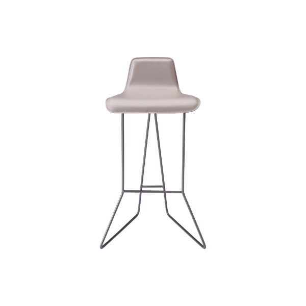 Picture of Counter stool, icon, leather gray, legs steel matt gray, 49.5x51x85 cm