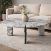 Picture of Big coffee table, corolla, white marble base white marble dia.100x35cm