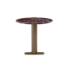 Picture of Coffee table, ape, top red marble, wooden legs, and metal lacquered with brass metallic, dia.50x48cm