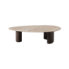 Picture of Coffee table, sia, travertine marble top light grey, elm veneer, 120x95x32cm