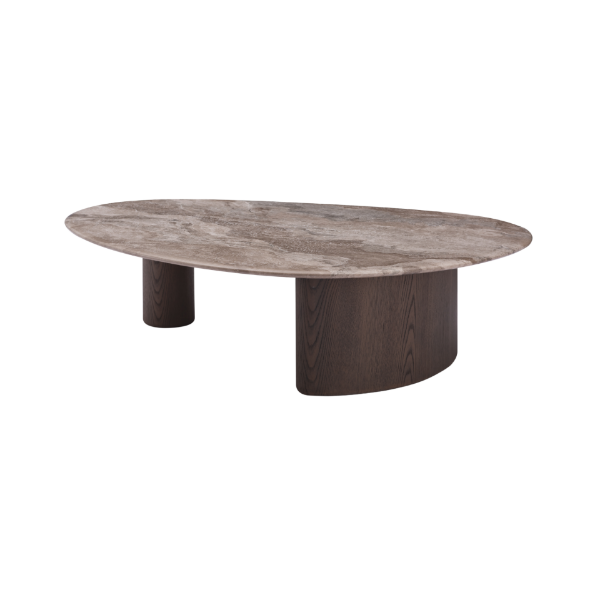 Picture of Coffee table, sia, maple brown marble top light grey, elm veneer, 120x95x32cm