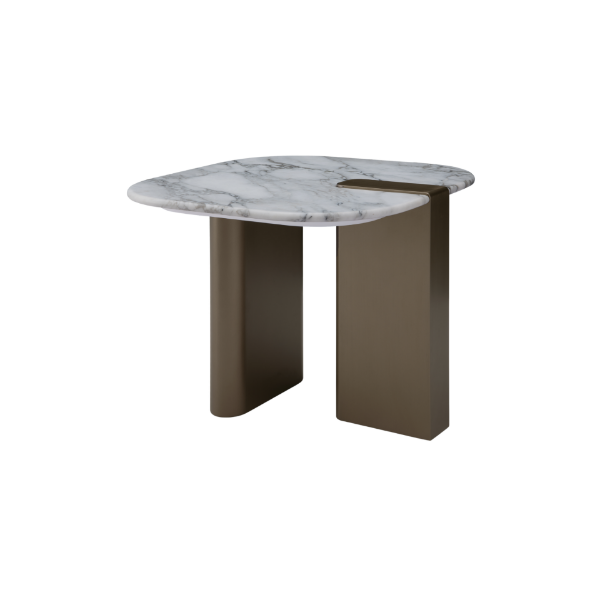 Picture of Coffee table, sofia, small top jaz white marble, wooden legs, brass metallic, 100x100x30cm