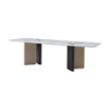 Picture of Dining table, otto, top white as fair metal, bottom frame wooden legs, with brass metallic paint, 260x110x76cm