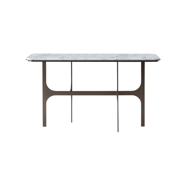 Picture of Console table, lili, with top white marble, and brushed brass base, 140x40x80cm