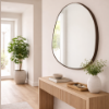 Picture of Wall mirror small, sami, steel brushed brass, black base board, 100x100x7cm