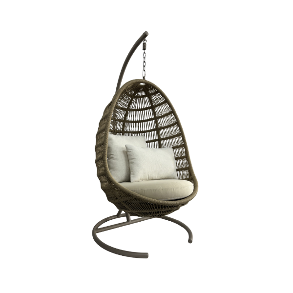 Picture of Swing chair, sunrise, aluminium dark taupe, with cushion, with basket and bracket, 97.5x90x130cm