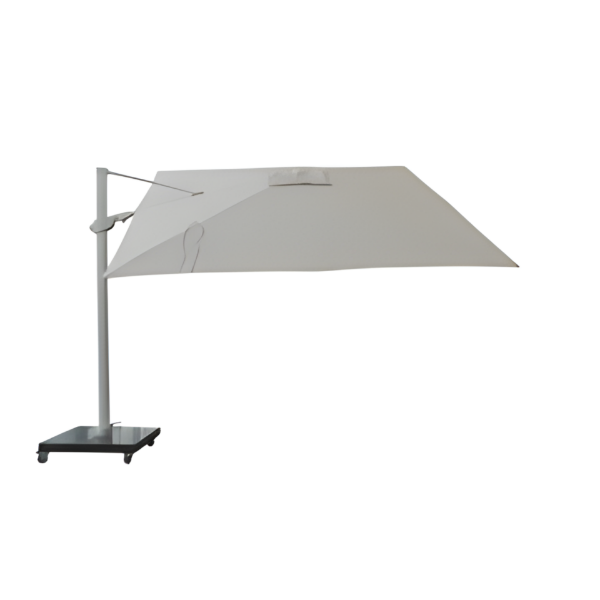 Picture of Umbrella, sensu, aluminium white matt, fabric vanilla, canteliever with 360 degree rotation, no flaps, pole size 90*48mm, dia.3x3m