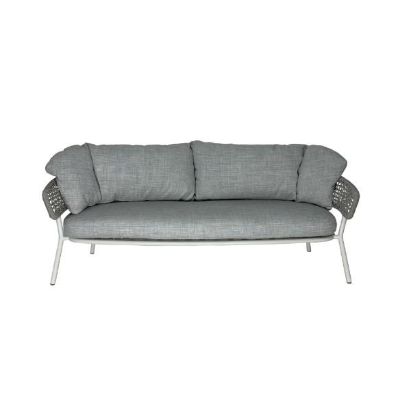 Picture of Sofa 2 seater, bonnie, aluminium white, with cushion light grey, 180x80.5x65cm