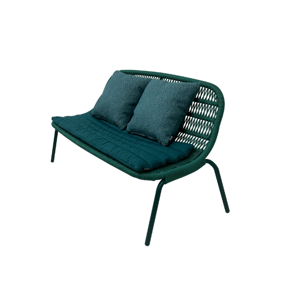 Picture of Sofa 2 seater, sunrise, aluminium green, with cushion green, 140x64x74cm