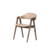 Picture of Chair with armrest, emilia, brown wood, beige leather, 55x55x81.5cm