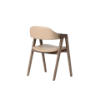 Picture of Chair with armrest, emilia, brown wood, beige leather, 55x55x81.5cm