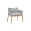 Picture of Chair with armrest, belair, teak natural, rattan grey, with cushion silver, 73x70.5x83cm
