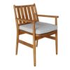 Picture of Chair with armrest, fleur, teak natural, with cushion fabric snow, 58.5x63.8x86.2cm