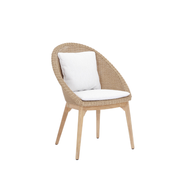 Picture of Chair with armrest, flores, teak natural, with 2 cushions titanium, 58.5x63.8x86.2cm