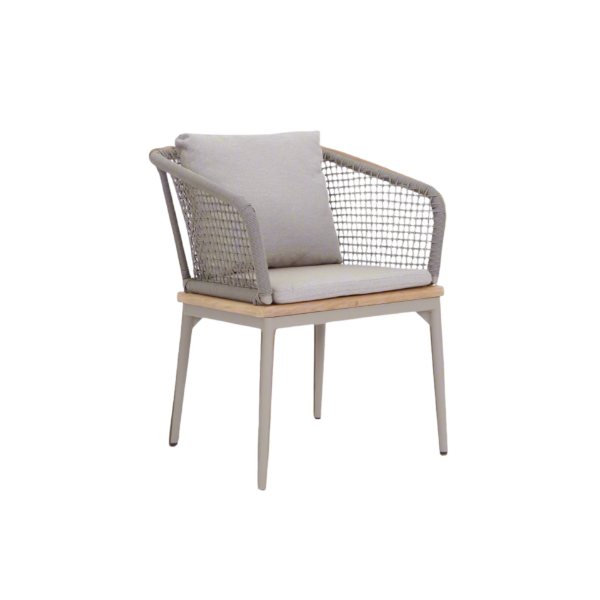 Picture of Chair with armrest, goa, aluminium grey tortora, rattan quarz grey, with 2 cushions fossil (s&b) 61x62x76cm