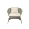 Picture of Chair with armrest, iconic, aluminium grey, rattan pearl, with 2 cushions champagne, (s&b) 76x72x76cm