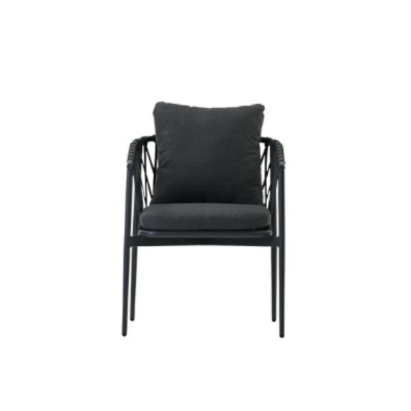 Picture of Chair with armrest, luna, aluminium dark taupe, with cushion midnight, 60x65x78cm