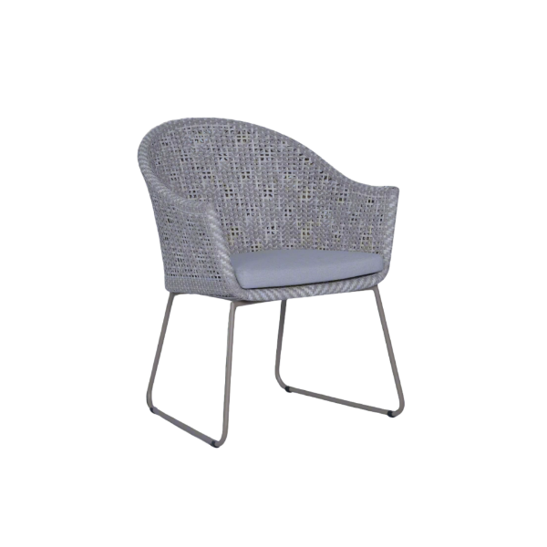 Picture of Chair with armrest, maia, steel taupe, rattan sand, with cushion cloud 64x65x84cm