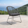 Picture of Chair with armrest, malibu, aluminium grey metallic, rattan pebble mix, with cushion midnight 67x67x86cm