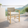 Picture of Chair with armrest, rio, teak natural, marron, with cushion cream, 59x54.4x78.5cm