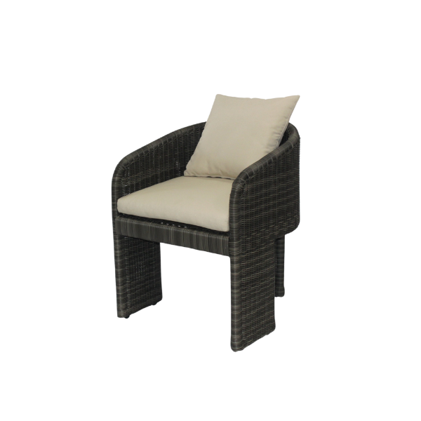 Picture of Chair with armrest, pure, aluminium grey tortora, rattan bronze carbon, with 2 cushions champagne, (s&b) 59.2x62.2x75.1cm
