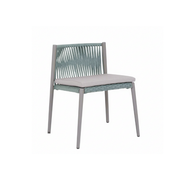 Picture of Side chair, emmy, aluminium blu sage, with cushion fossil, 59x60x72cm