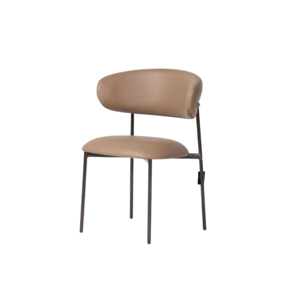 Picture of Side chair, renee, matt bronze, with leather, marron, 59x57x82cm