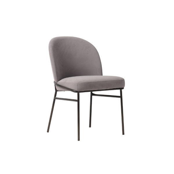 Picture of Side chair, sophie, black metal, velvet grey, 49x56x82cm